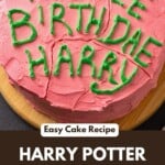 Pinterest title image for Harry Potter Birthday Cake.