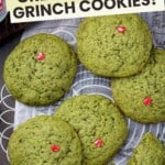 Top view of green cookies on parchment paper