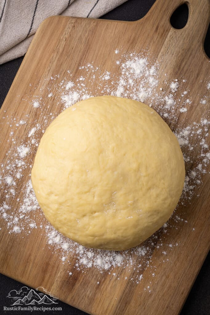 Cinnamon roll dough ready to rise.