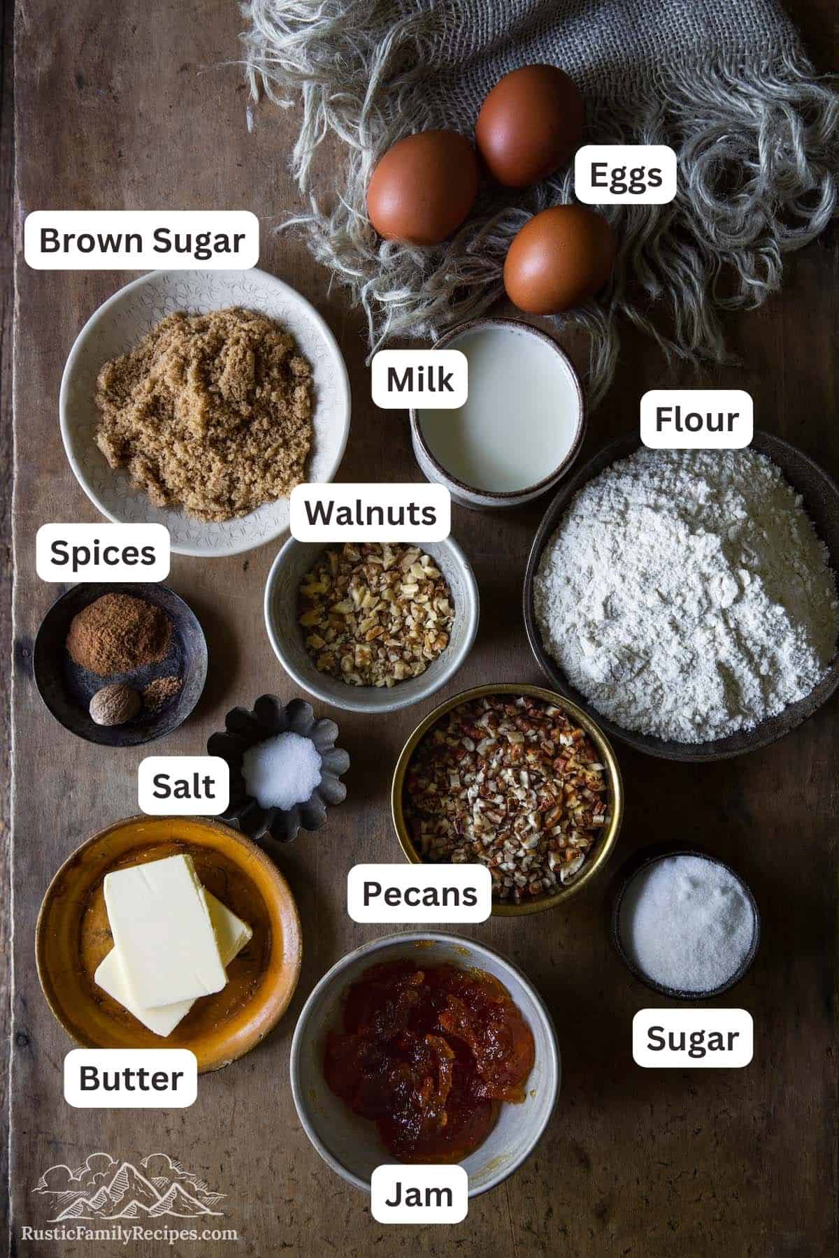 Ingredients for the giant sticky bun